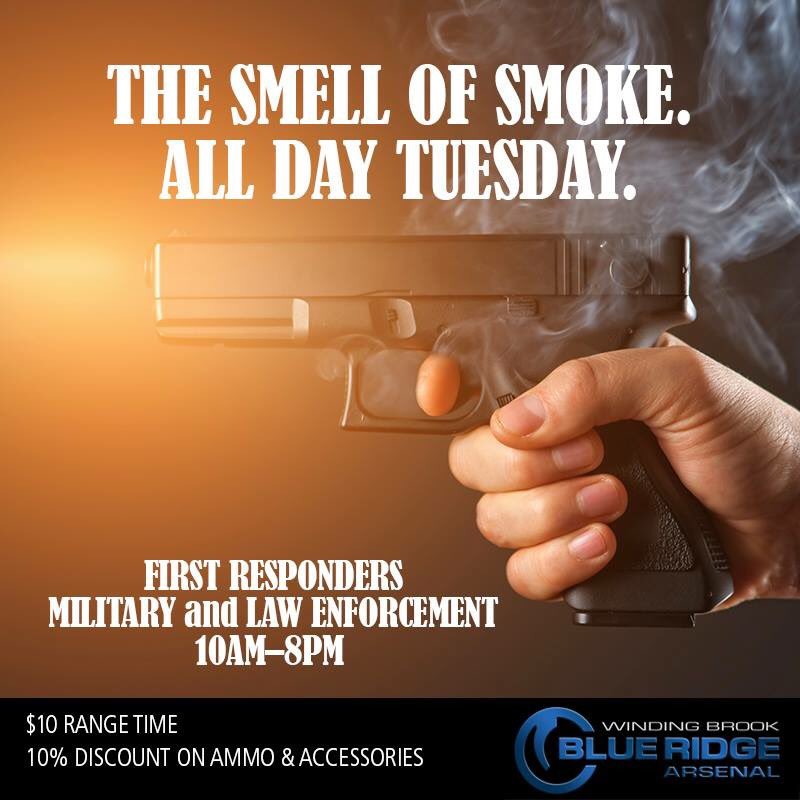 brawindingbrook's tweet photo. Need some #rangetime? #Lawenforcement, #military &amp; firstresponders get $10 range time all day Tues + 10% off ammo &amp; accessories. #thankyou https://t.co/MRUrpR4Zep