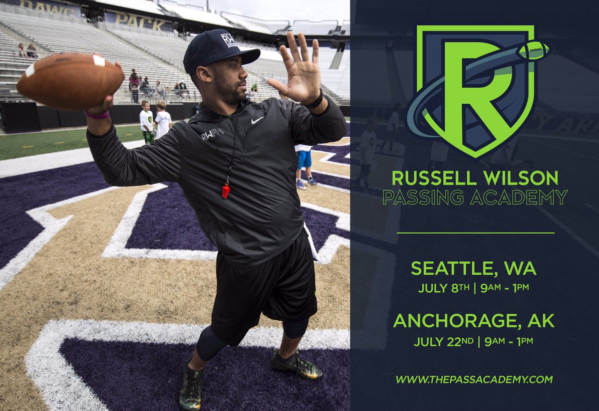 Russell Wilson (@dangerusswilson) on Twitter photo The <a href="/RWPassAcademy/">Russell Wilson Passing Academy</a> coming to Seattle July 8th and Anchorage, Alaska on July 22nd. #RWPA ThePassAcademy.com The <a href="/RWPassAcademy/">Russell Wilson Passing Academy</a> coming to Seattle July 8th and Anchorage, Alaska on July 22nd. #RWPA ThePassAcademy.com