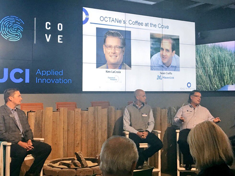 GoKantata's tweet photo. Our CCO @scrafts at @OCTANeOC Coffee at the Cove @UCICove #signatureanalytics https://t.co/gN0yVd35ZW