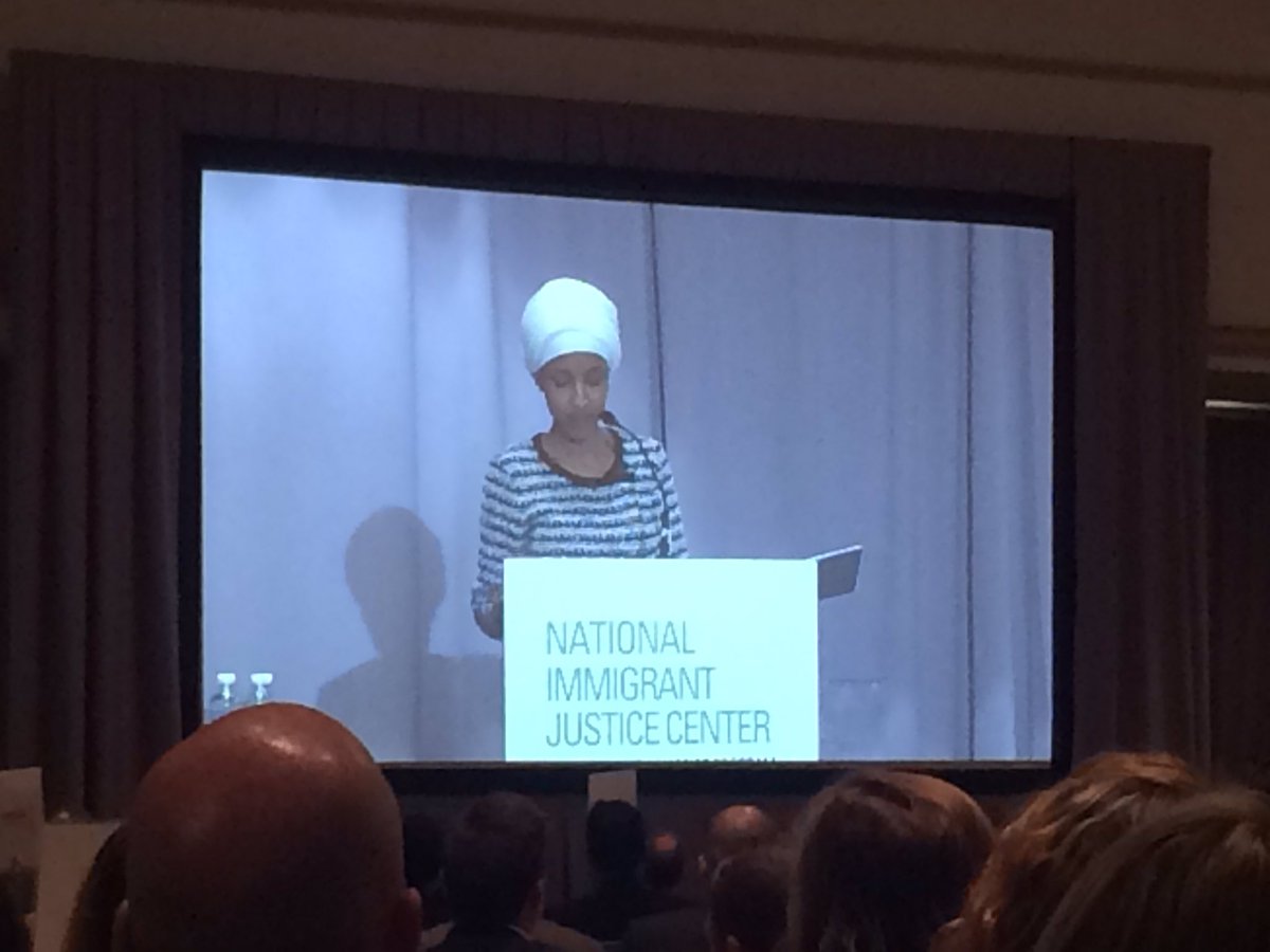 NIJC's tweet image. "There's distinct danger in memorializing 1 story of success...We need to work 4 those who haven't made it yet" -@IlhanMN #humanrightsawards
