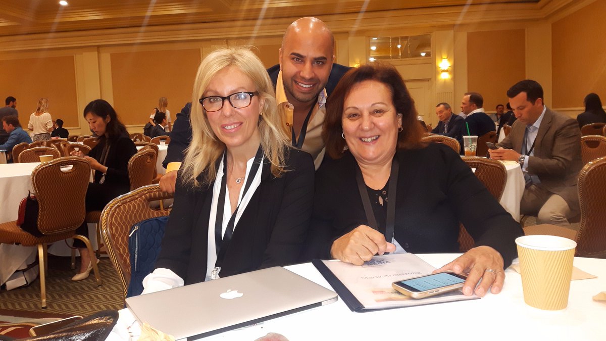 Big_Coat's tweet photo. Christine, Maria and Kaaveh on day 1 of #realscreen17! https://t.co/rolcDlK5pI