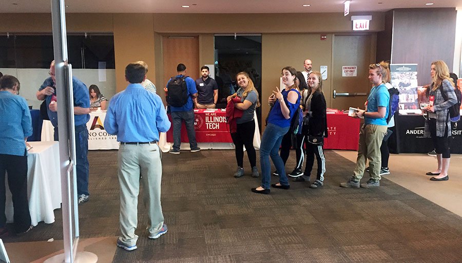 Members talk with <a href="/polarann/">Ann Bancroft</a> and transfer advisors at #PTKHI College Fair. Great opportunity! – Jessica Rich, <a href="/_AlphaThetaIota/">Phi Theta Kappa- Alpha Theta Iota</a>, <a href="/MonroeCC/">Monroe Community College</a>