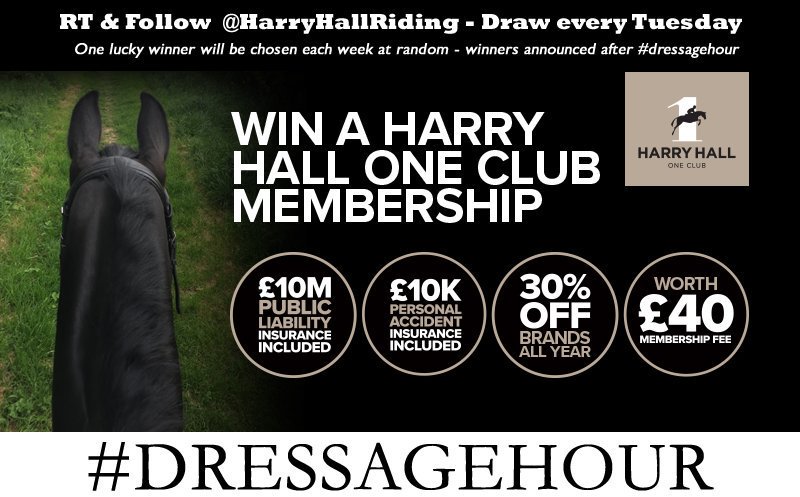 RT &amp; follow @harryhallriding for a chance to #win a Harry Hall One Club Membership for the year. Draw tonight #DressageHour