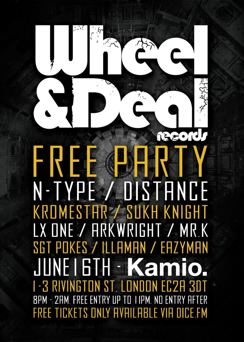 subsourcemag's tweet image. On June 16th @wheelanddealrec are hosting a free party at @iamkamio.  Tickets: dice.fm/event/wheel-de…