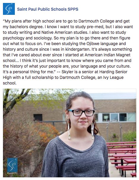 SPPS_News's tweet photo. โMy plans after high school are..." - Skyler is a senior at #Harding High School with a full scholarship to @dartmouth. #IAmSPPS #SPPSgrad https://t.co/Kspm0rPjkq