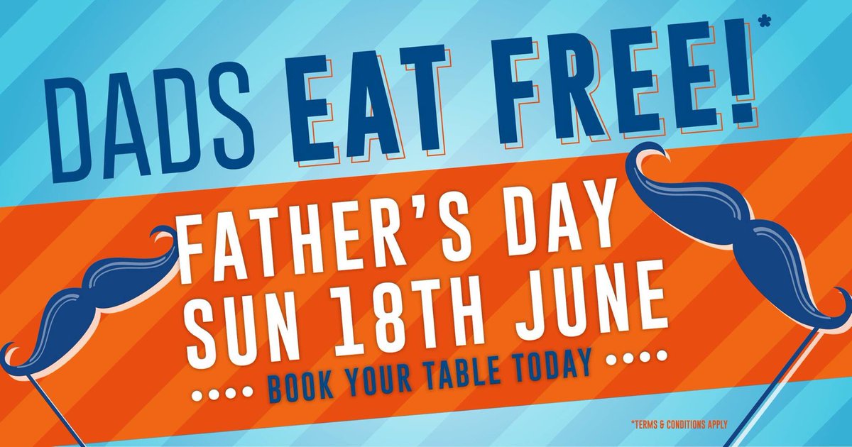 YatesBars's tweet photo. Dad's eat FREE this Father's Day! 🍽🍻

Book via our website:
https://t.co/sT8YInsqR5 https://t.co/UJTlW7Tw9t
