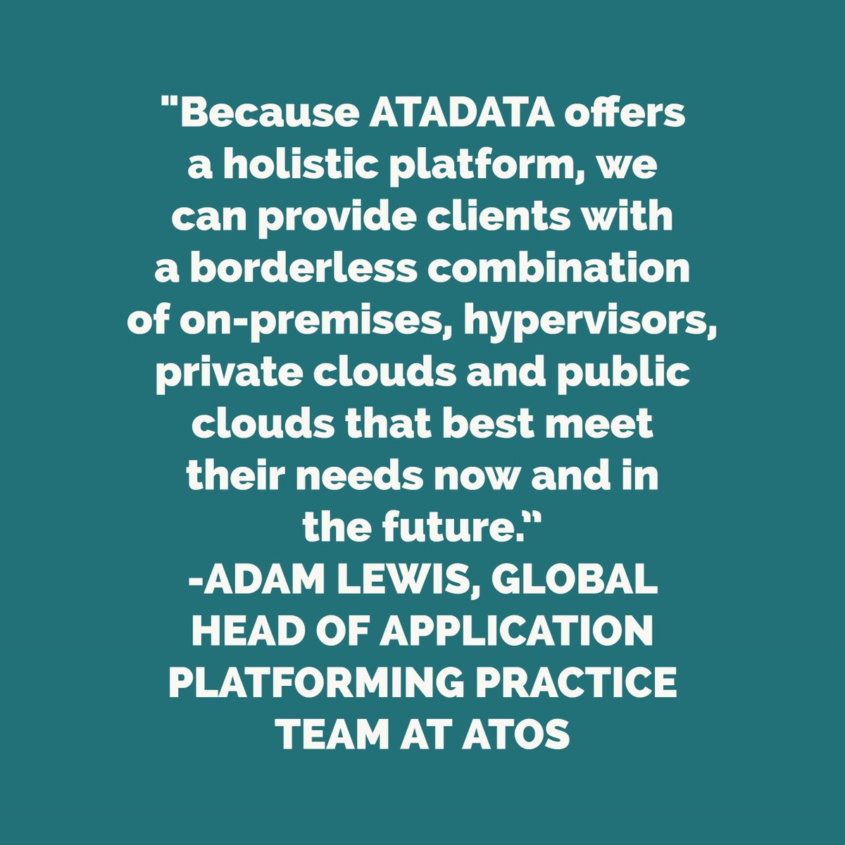 ATADATAUS's tweet photo. Our partner @Atos ensures their end clients a seamless way to manage their workload mobility with #atasphere https://t.co/zbmcpY8TDS https://t.co/YDOwIsG2Ip