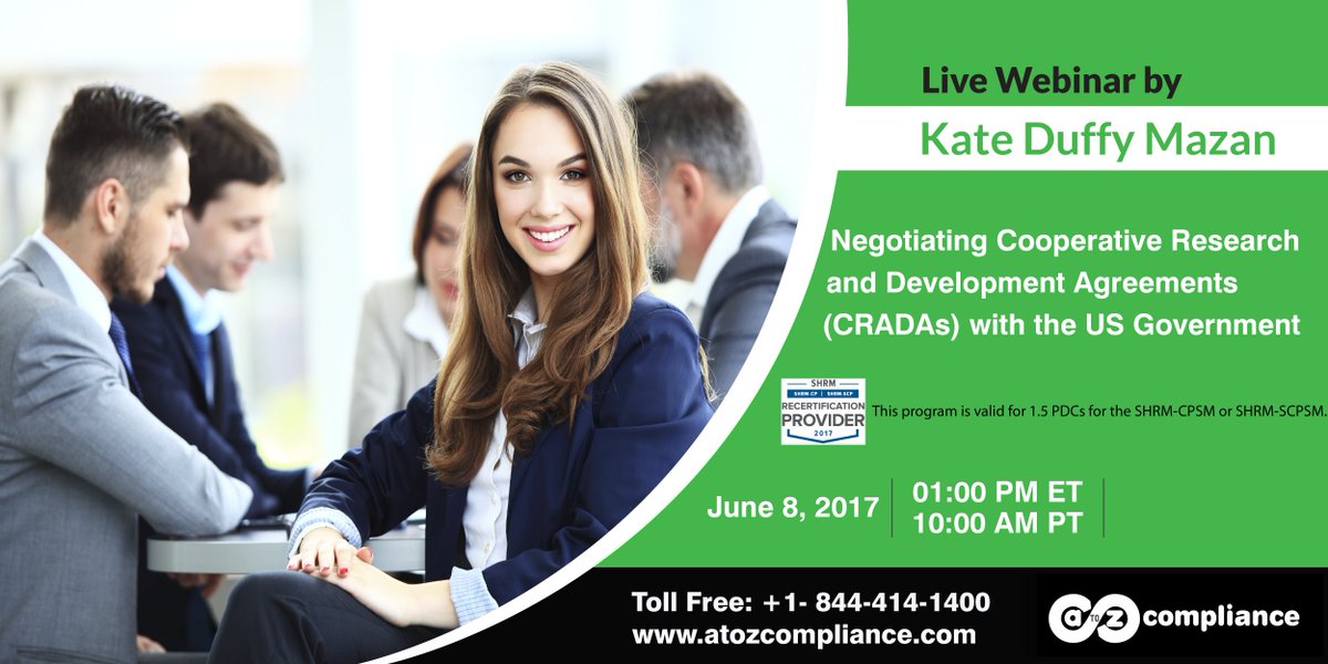 atozcompliance's tweet photo. The different types of #CRADAs – What you ought to know? Webinar at https://t.co/XhItrRM6Zp
#atozcompliance #compliance #training #webinar https://t.co/1439C21Avb