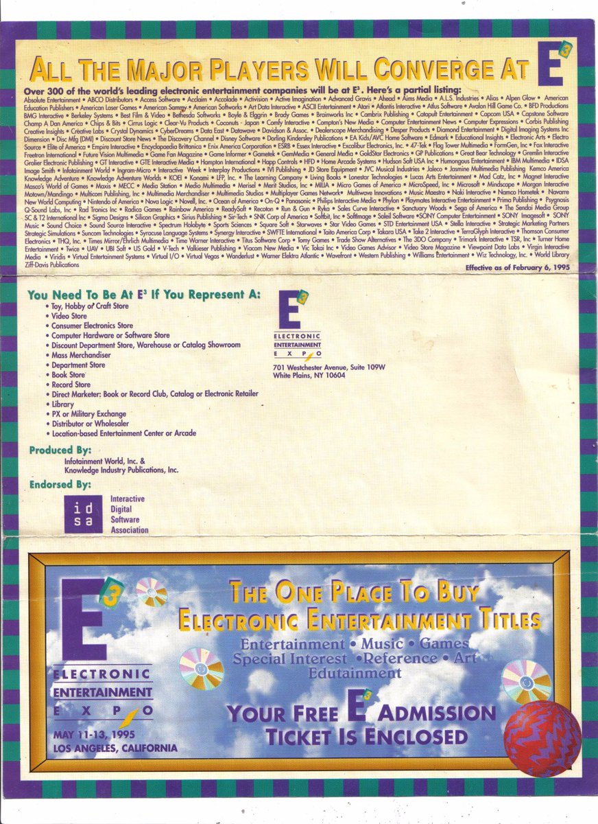 SkeletalPirate's tweet photo. @E3 Take a look at my #E3 ticket, from way back in 1995! The 1st E3 ever! #E32017 #E31995 #E3News #Twitch #Gaming #VideoGames #TimeFlies #LA https://t.co/6PqN72tCJe