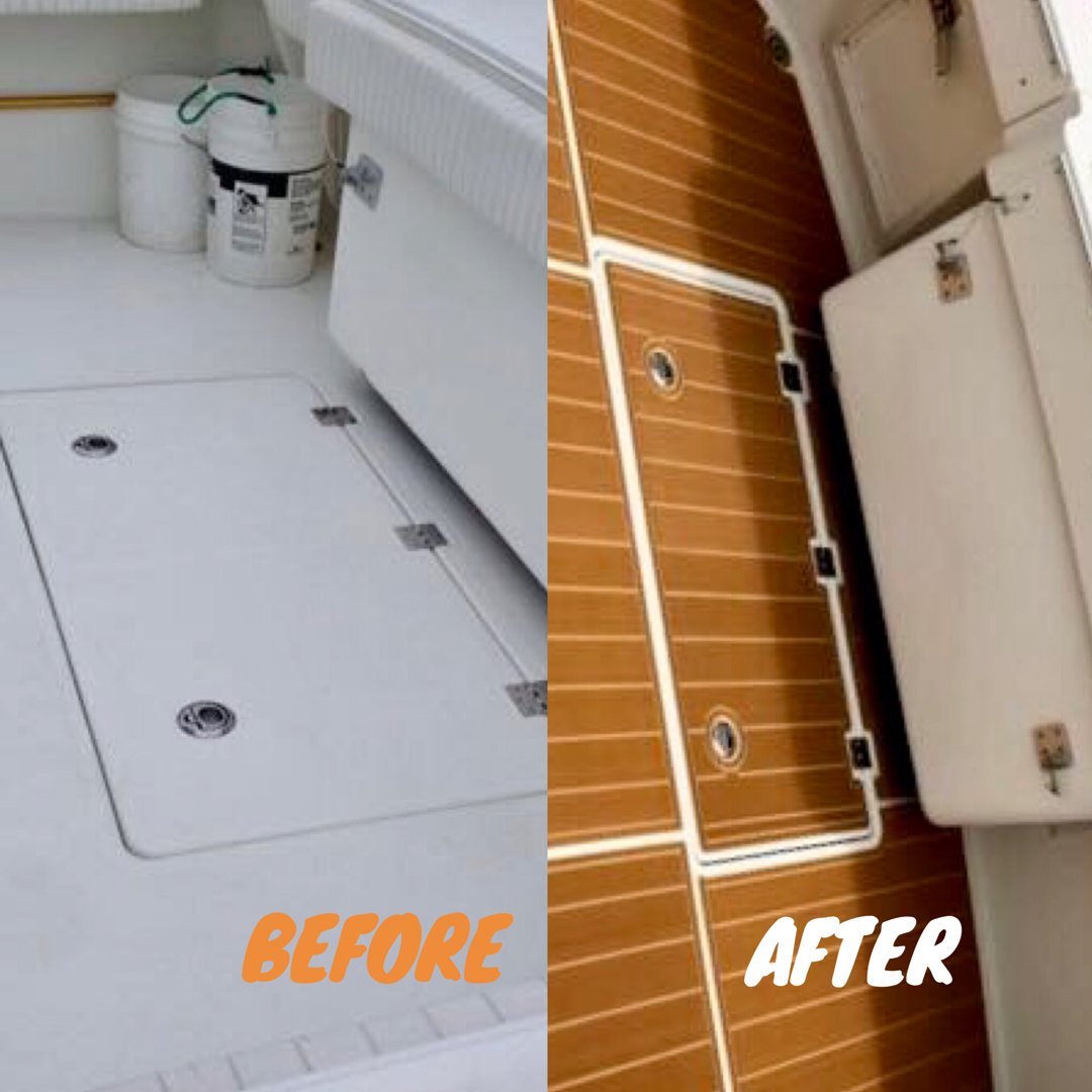 macdesignsnpt's tweet photo. Every boat deserves SeaDek Marine Nonskid. Here is the faux teak install we did on @AlbemarleBoats  360 Express last month. @SeaDekTweet https://t.co/0YUVUfnuxl