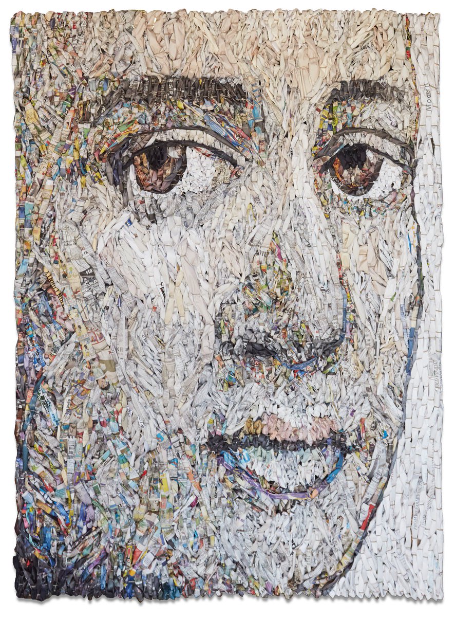asgallerysf's tweet photo. It's the last week of Gugger Petter's show! Come view her newspaper works!
Gugger Petter, Male Portrait #1, newspaper and mixed media https://t.co/jyXTE9sUSZ