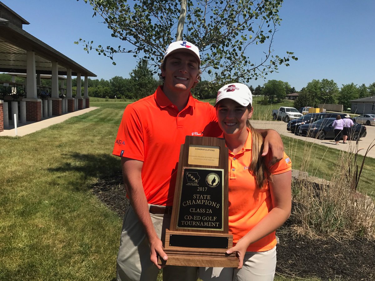 STATE CHAMPIONS! At the State Coed golf meet today at Coldwater, Hank Weresh &amp; Anne Gradoville shot a 68 to become state coed champs!