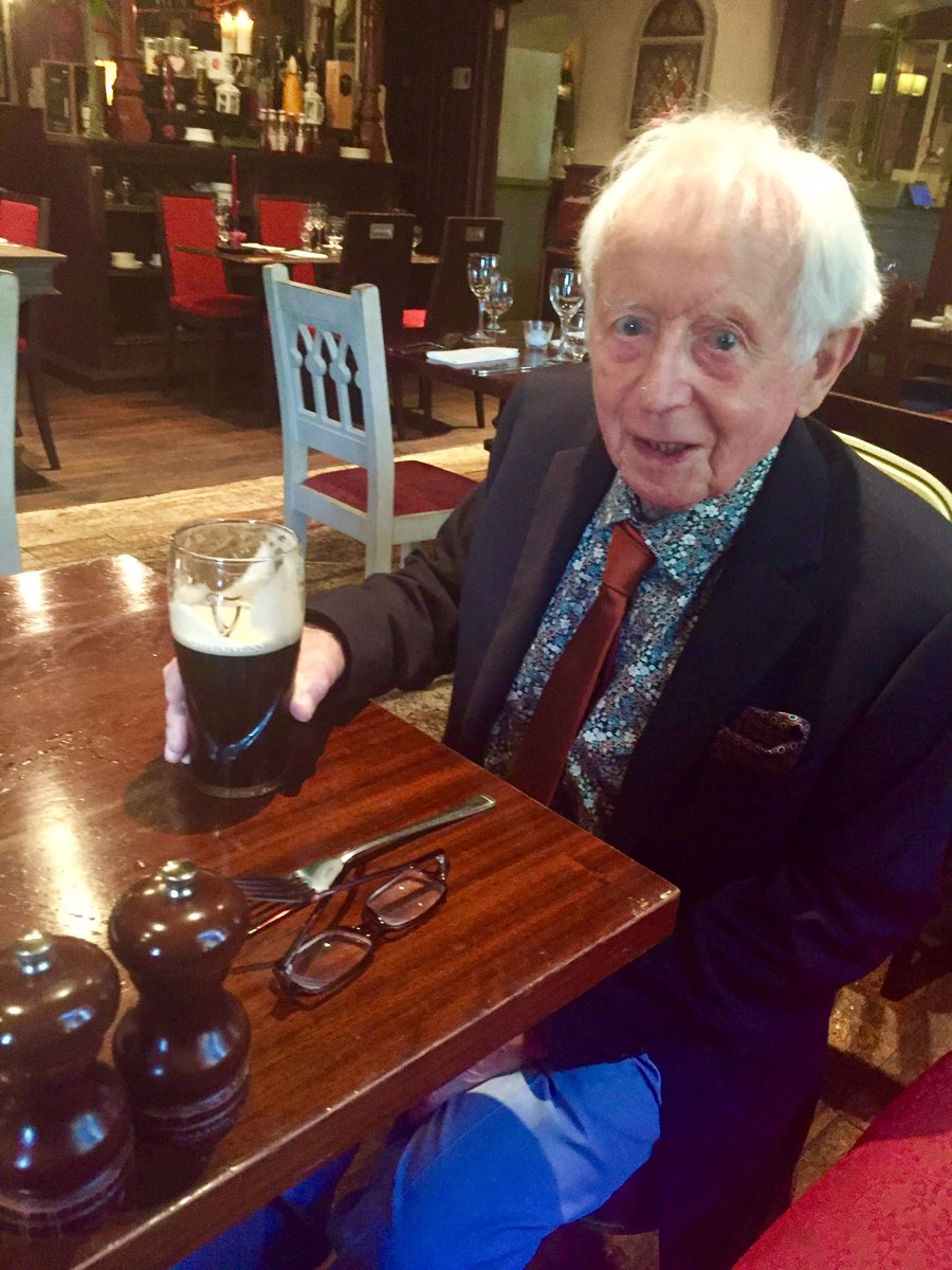 TeenaGates's tweet photo. Hello Twitter.  #Dad is 92 today &amp; drinking a toast to your health! 😁 #Over50sClub @TheAnglersRest1  @patfalvey #YoungAtHeart #youngat90 https://t.co/9xQl0daXY4