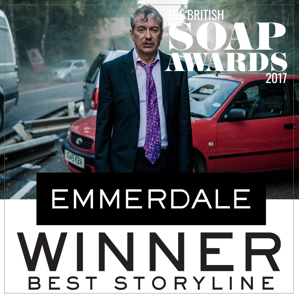 emmerdale's tweet photo. We've won! Best Storyline for "Ashley's Dementia" at the @SoapAwards! #BSA2017 #Emmerdale https://t.co/veZHFJqe5u