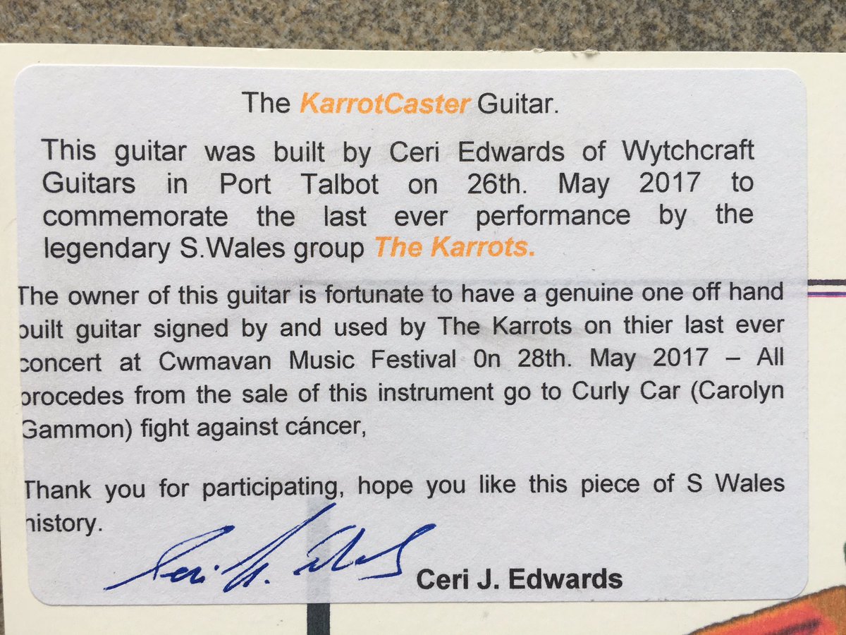 Look at this AMAZING hand built 'KarrotCaster' guitar we've been donated for auction! Go to 'Auctions for Curly Car' on Facebook to bid! 🥕🎸