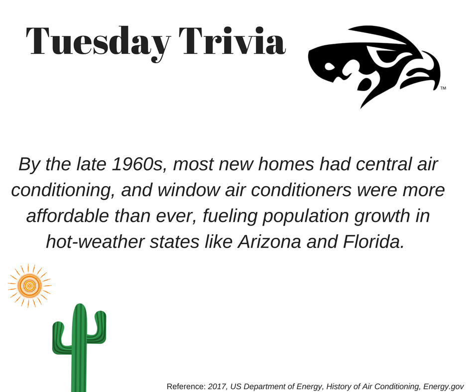 falconacAZ's tweet photo. Here is some interesting Arizona AC trivia this Tuesday! #ac #hvac #staycool #desertlife #phoenixac #hot https://t.co/mGSGcLXLQR