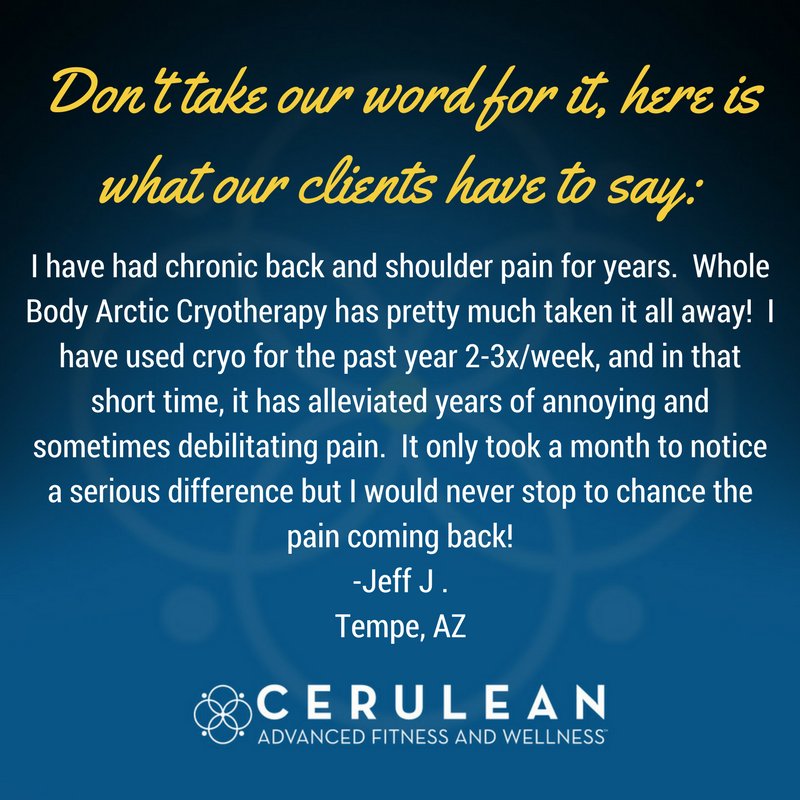LiveCerulean's tweet photo. It is amazing the difference that consistent Whole Body Arctic Cryotherapy can make when it comes to chronic pain. #TestimonialTuesday https://t.co/a86vjrTyJP
