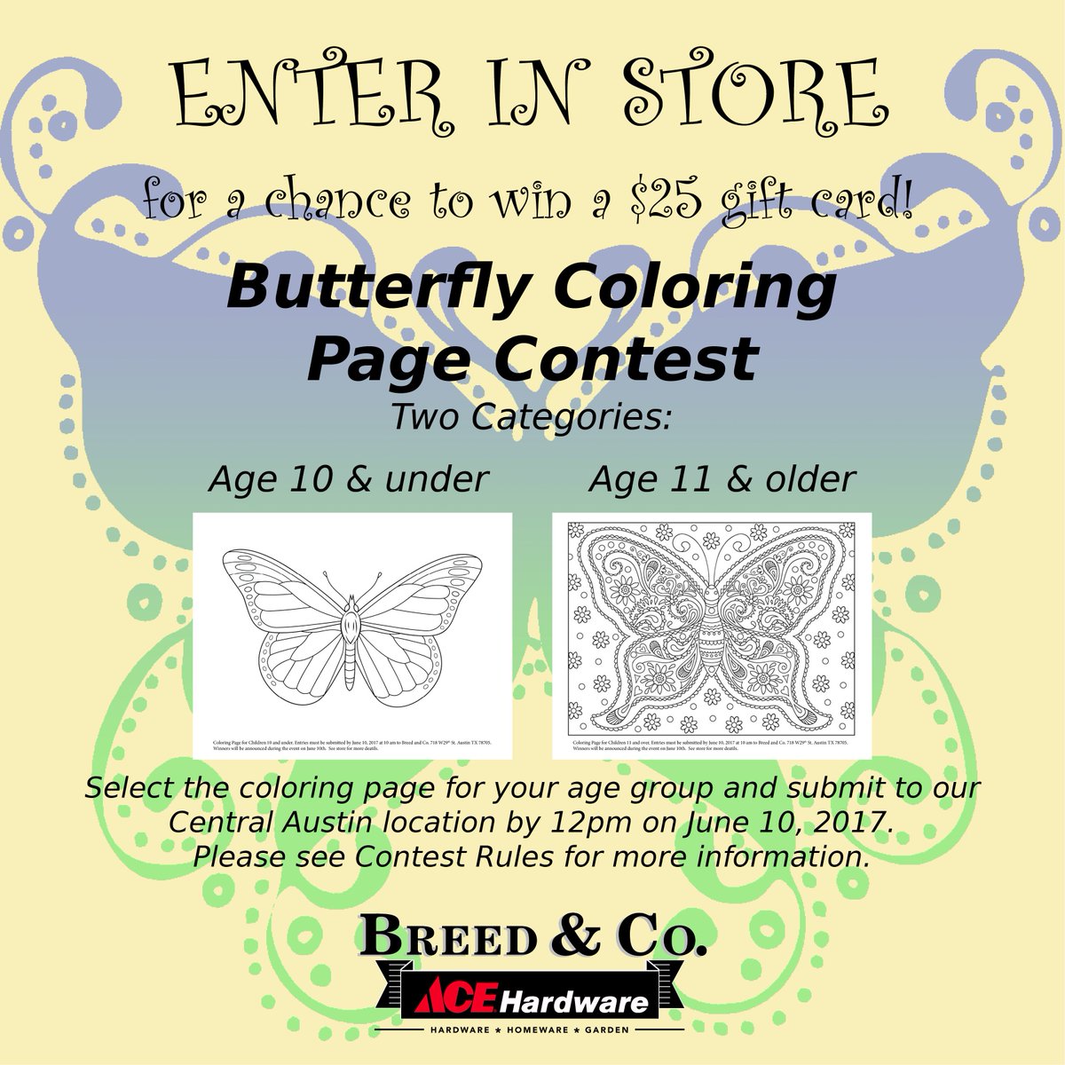 BreedandCo's tweet photo. Have you entered yet?? Don't miss the Butterfly Gardening Event June 10th!
#butterfly #gardening #coloringcontest https://t.co/Q87hZhvjZK