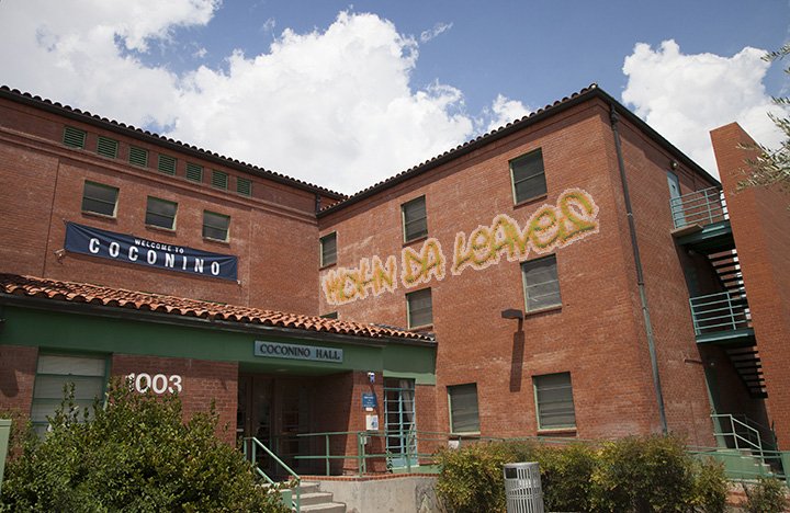 amplifiedaz's tweet photo. The weekly #Amplithon continues! Hey Billy Stephenson, we spray painted your dorm in honor of #KickinDaLeaves. #SorryCoco but #YouGoGlenCoco https://t.co/3Td8Vzy5G5