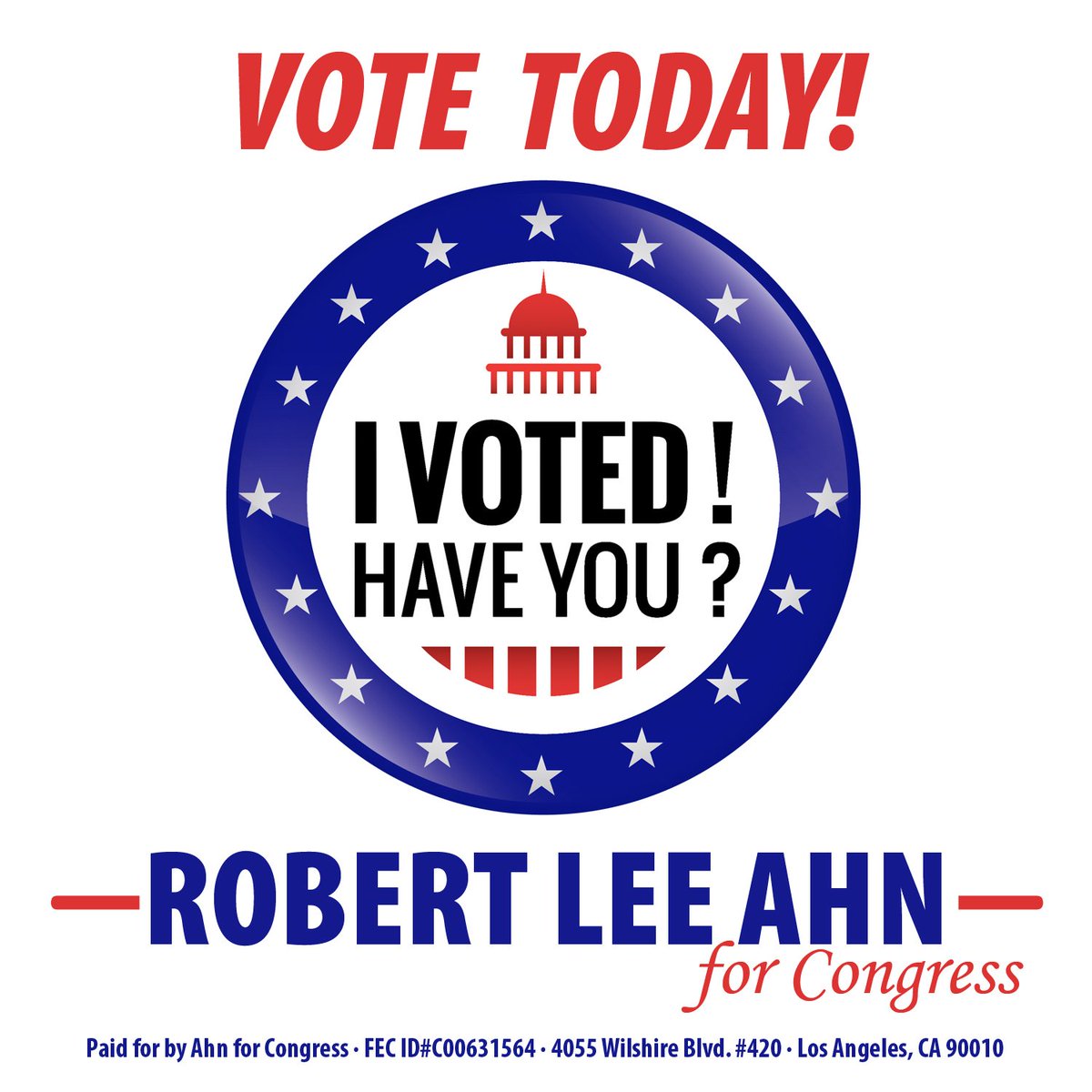 Join us in making history, VOTE for <a href="/AhnforCA34/">Robert Lee Ahn</a> for Congress before it's too late. Polls open till 8pm... fb.me/PhyWjBLY