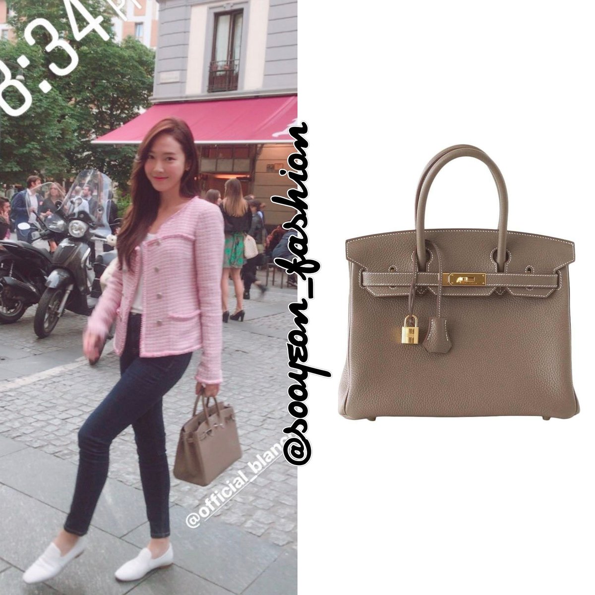 Spring look~Rose eglantine outfit with etoupe grey birkin 25