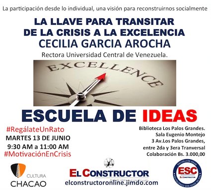 pasionpaisve's tweet photo. Buscas una respuesta que te permita superar la crisis. Escucha a @GarciaArochaC en #EscuelaDeIdeas Sala Eugenio Montejo #BLPG @culturachacao https://t.co/VfJpFUSQcU