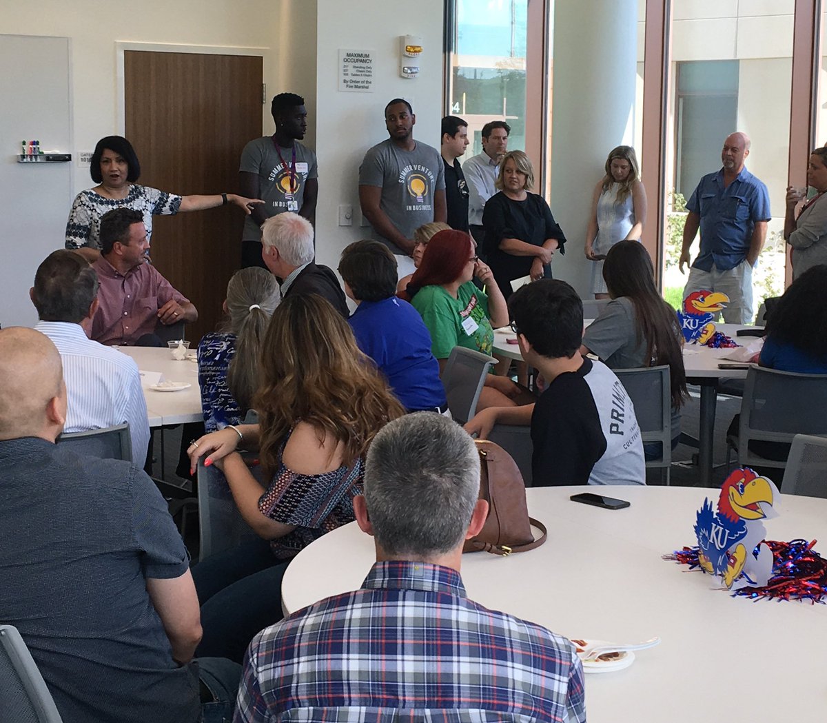 KUbschool's tweet photo. @KUProvostNeeli is here to celebrate the wrap-up of our Summer Venture in Business program. #KUsvb https://t.co/nup6GsAXSD