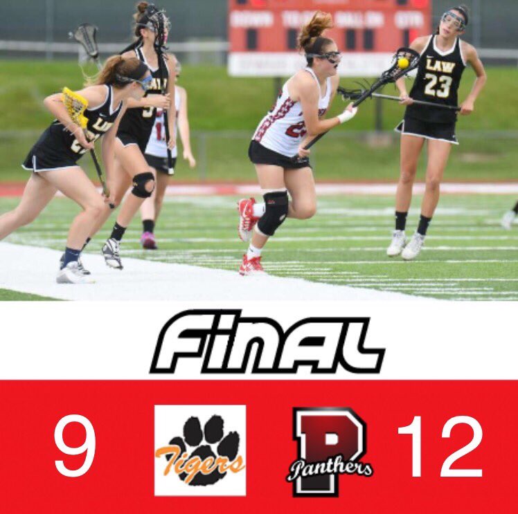 pomp_blax's tweet photo. Final: Pomperaug 12 - Daniel Hand 9. Girls lacrosse takes revenge on the Tigers after last years quarterfinal loss. #ladypanthers #ctglax https://t.co/nD5U49plNj
