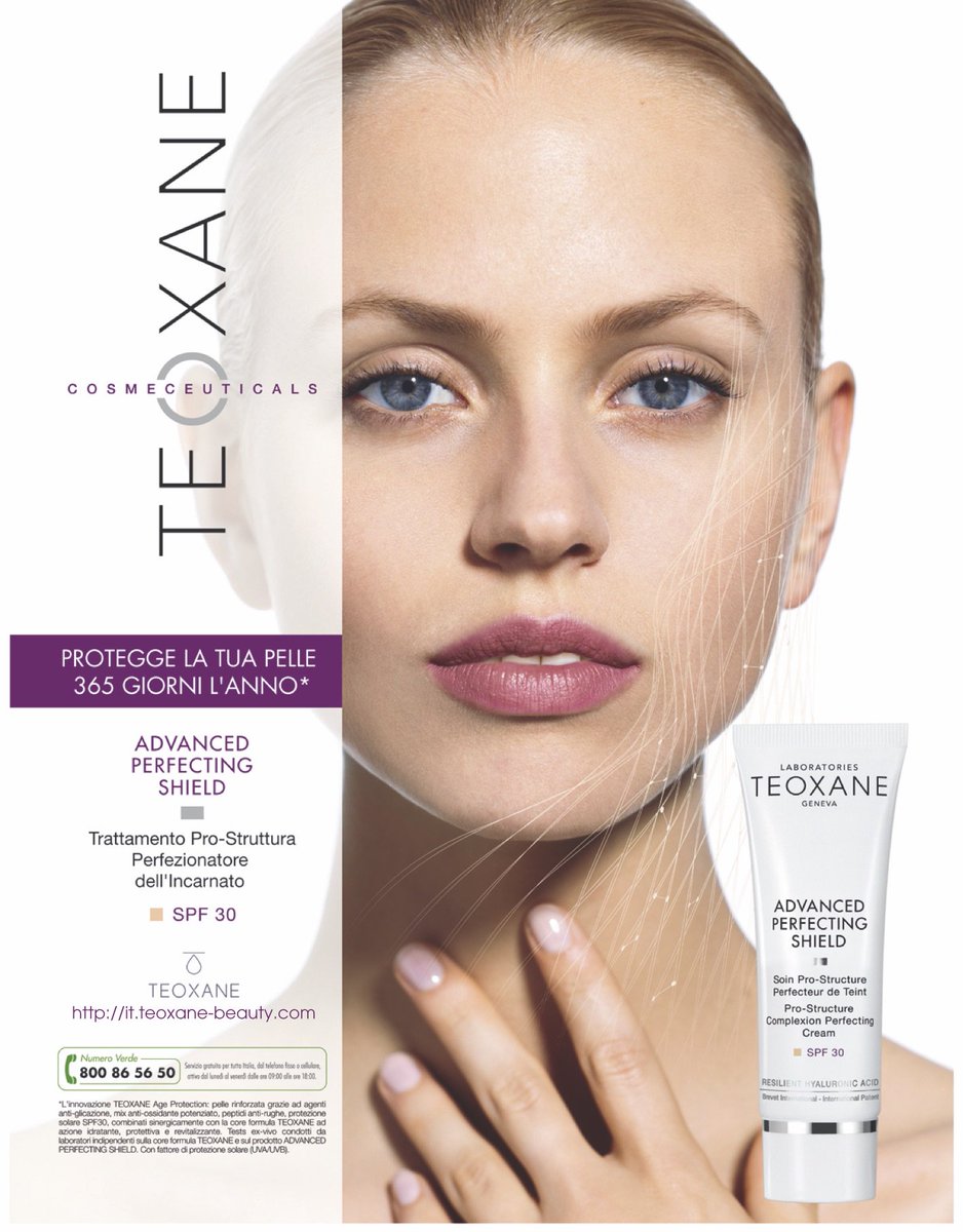 ADVANCED PERFECTING SHIELD crema giorno all-in-one che perfeziona l'incarnato e protegge la pelle 365 giorni l'anno: it.teoxane-beauty.com/eshop