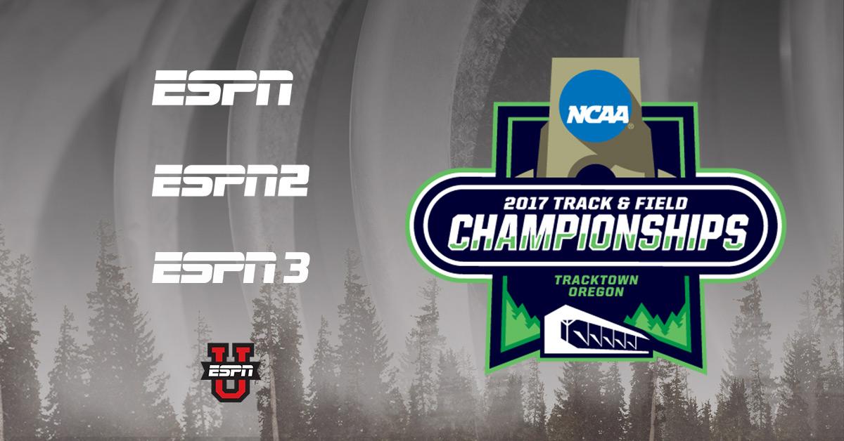NCAATrackField's tweet photo. Expanded coverage of #ncaaTF continues with the @espn family of networks. With coverage on ESPN2 ESPN3 &amp; @ESPNU. https://t.co/rFJCtlXr2J https://t.co/z3CcBhuPLo