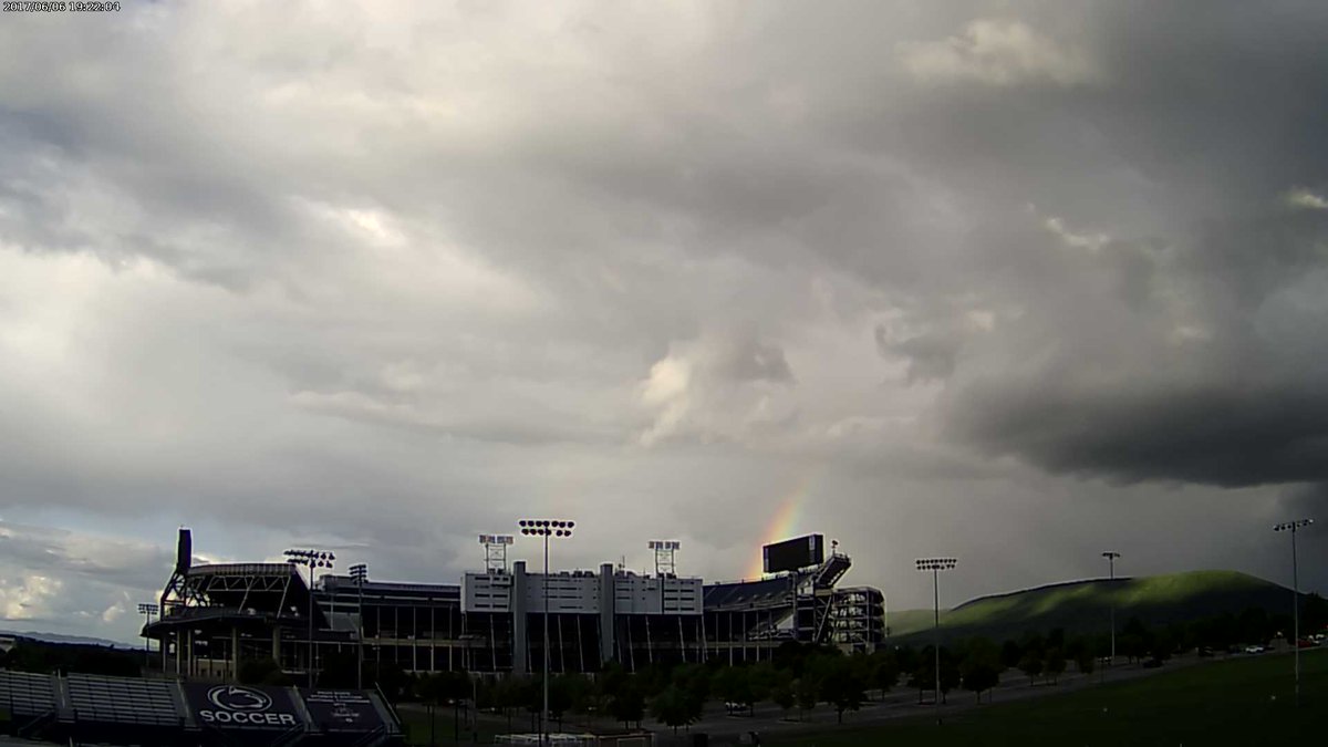 #RainbowAlert in State College. It's hiding behind Beaver Stadium. 🌈