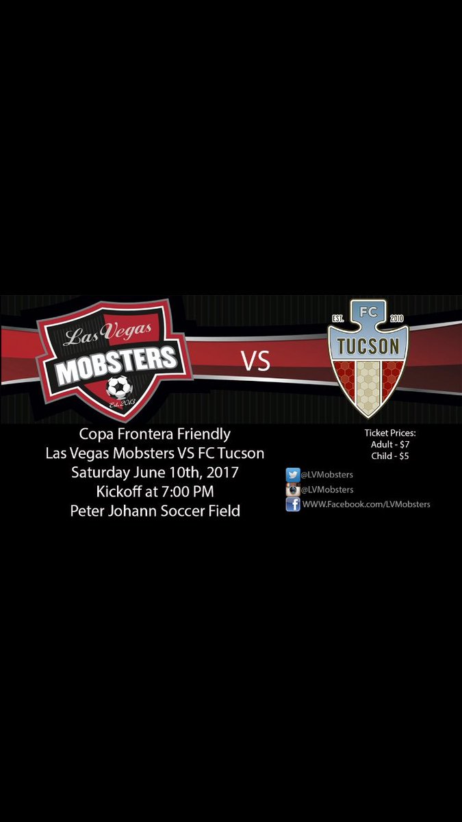 LVMobsters's tweet photo. Big game this weekend as your Las Vegas Mobsters host @FCTucson, in what looks to be the highlight of the season. #UPSL #PDL #LVMFC https://t.co/vRrWOpsDyw