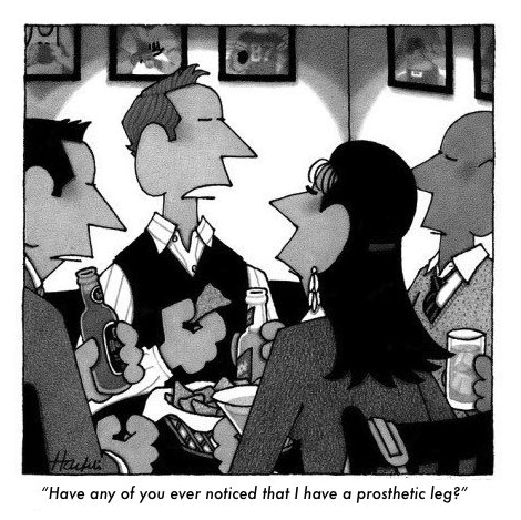 Stetheridge's tweet photo. I'm taking over as the guy who does the snooty new yorker cartoons, and I'm making them all about this guy with a prosthetic leg https://t.co/5slePLw9iT