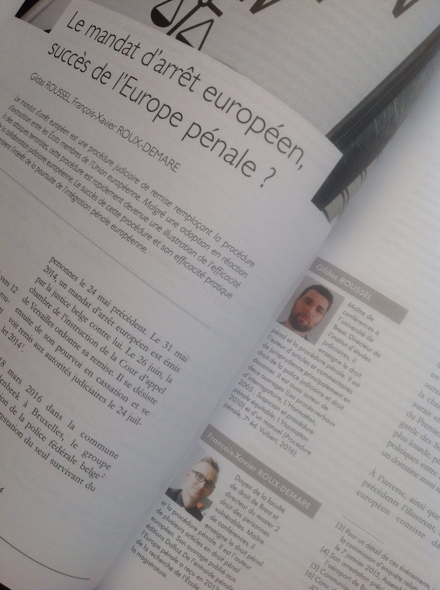 Nouvelle publication sur le mandat d'arrêt européen, en collaboration avec Gildas Roussel 

#UBO 
#mae 
#Eurojust