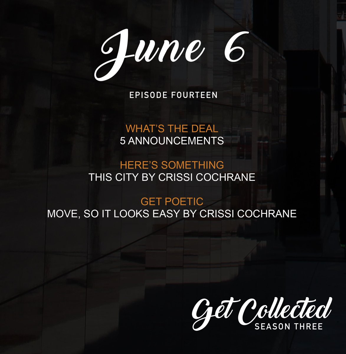 CrissiCochrane's tweet photo. Shared a brand new poem and an unreleased song from my first studio album on the #GetCollected #podcast today: https://t.co/H6IbR1TRM0 #YQG https://t.co/B98n6Pva0p