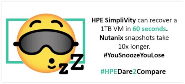 josh_odgers's tweet photo. #HPEDare2Compare Part 2 : HPE/Simplivity’s claim #Nutanix snaps take 10x longer
https://t.co/8KXsu7HLIW
#HCI #sysadmin #HPEDiscover https://t.co/hdsbQXoJzO