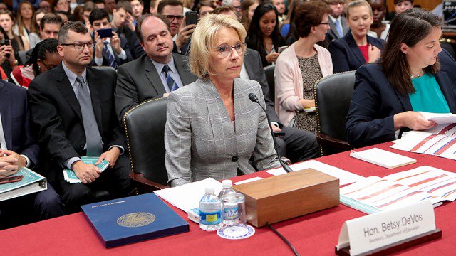 thehill's tweet image. Dems hammer DeVos over Trump’s plan to cut $9 billion in education funding hill.cm/i2rY2aO