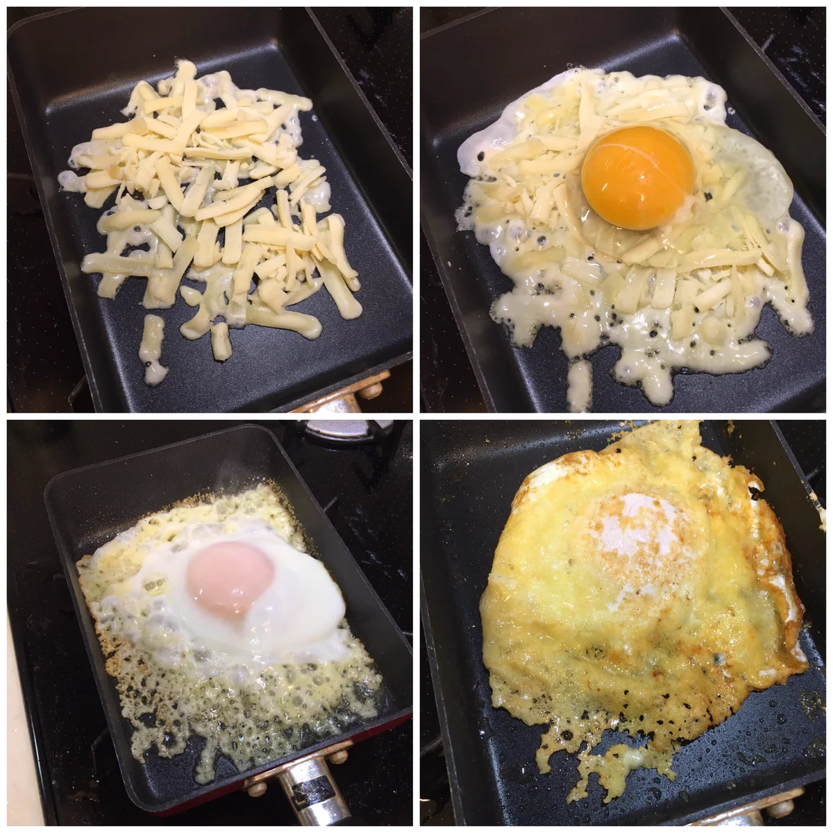 チーズ好き必見！目玉焼きの下にチーズを敷いてパリパリに焼くと極ウマ！