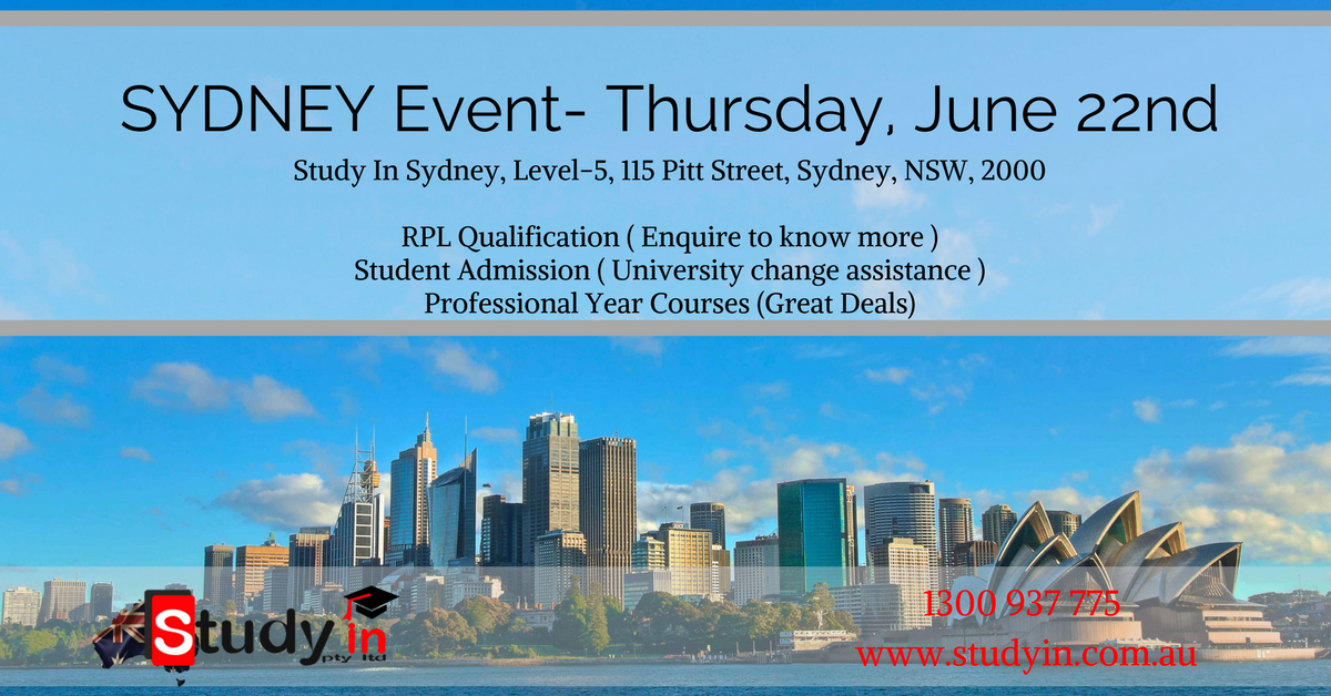 studyinptyltd's tweet photo. Study In Pty Ltd will be in Sydney Thursday, June 22 #study #sydney #educationconsulting #RPL #english #ielts #PTE #StudyInPtyLtd https://t.co/0H5s60BRsi