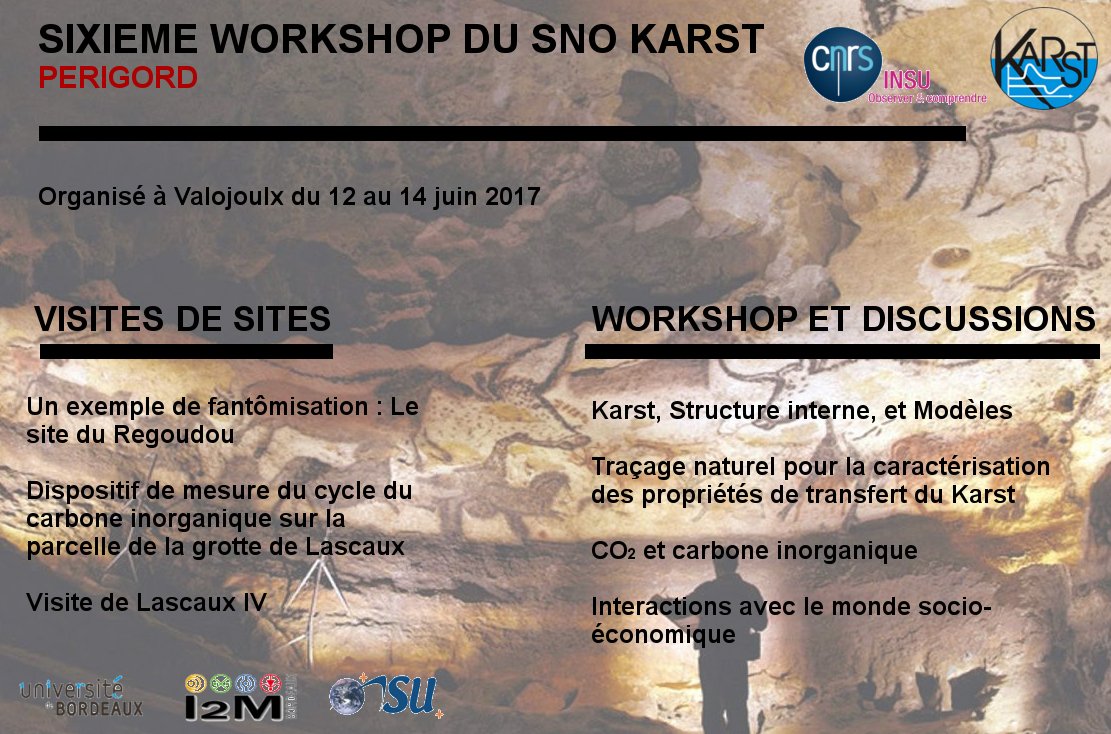 I2M organise le 6ème Workshop du #SNO Karst de l'@INSU_CNRS : 12-14 juin dans le Périgord lc.cx/Sg8A #grottesdelascaux #karst