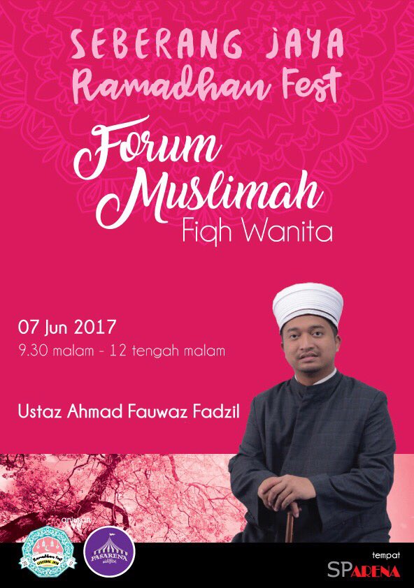 afifbahardin's tweet photo. Malam ini, Forum Muslimah "Fiqh Wanita" bersama Ustaz Fauwaz Fadzil di SP Arena jam 9:30mlm. Dijemput hadir beramai2 #SJRF #seberangjaya https://t.co/V73lG7O29b