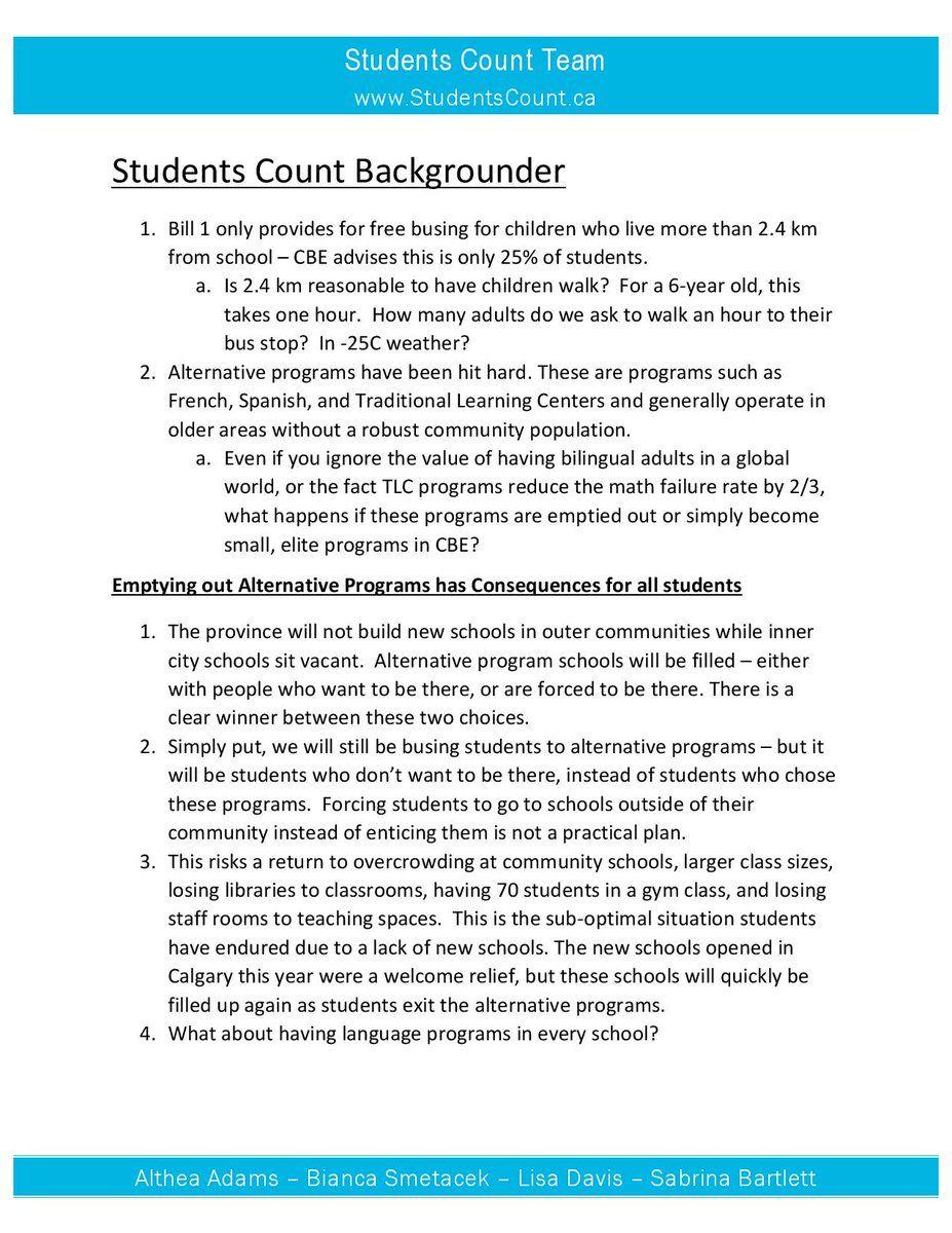 students_count's tweet image. Read our detailed backgrounder on the matter of busing. It's time for a change at the CBE. #yyc #yyced #StudentsCount