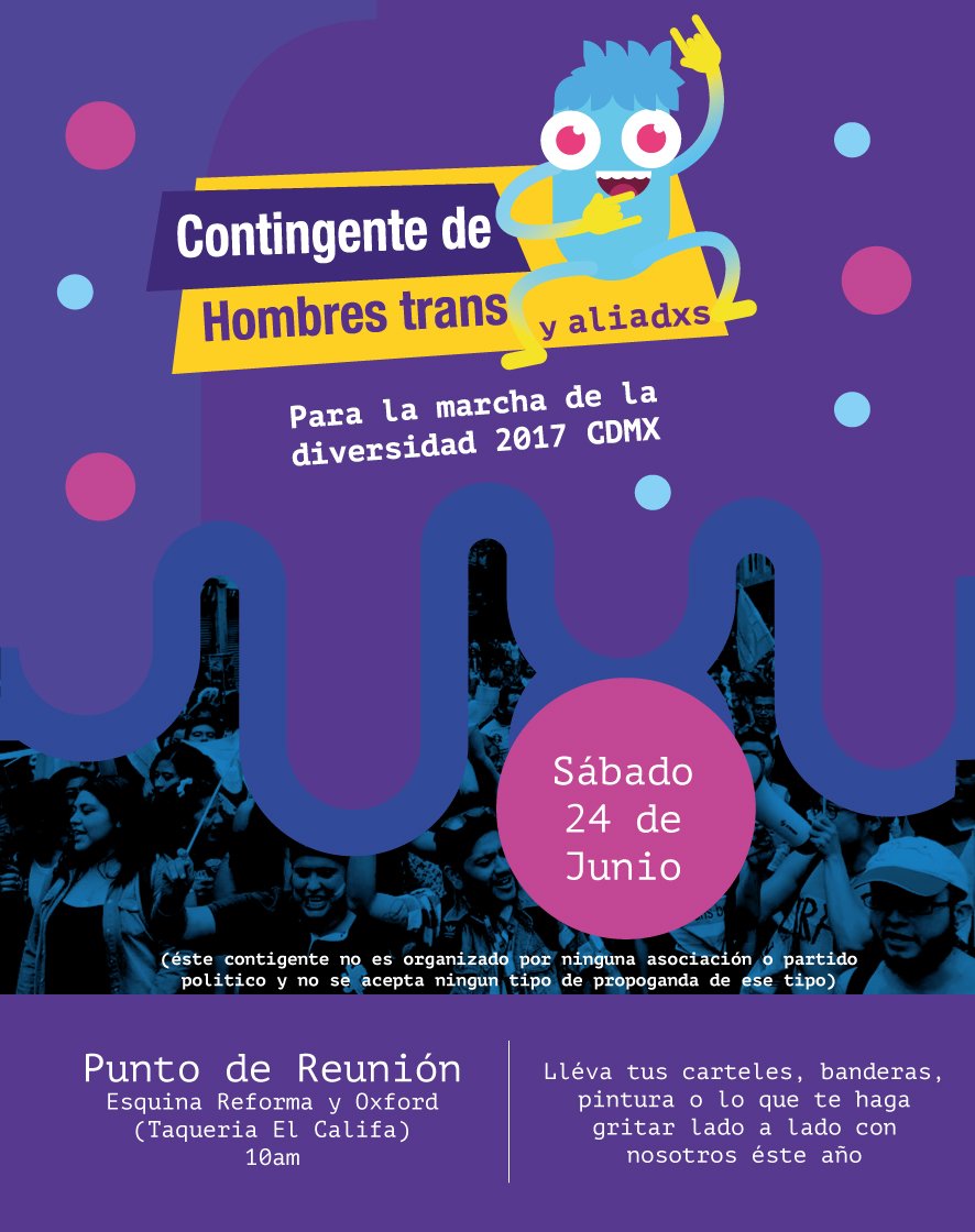 naciontrans's tweet photo. @COPRED_CDMX  @quierodesastre @OphCourse  @TransPrideWorld  @SoyHomosensual  El contingente de hombres trans más que listo! @MarchaLGBTICDMX https://t.co/VQxDfuVc3G