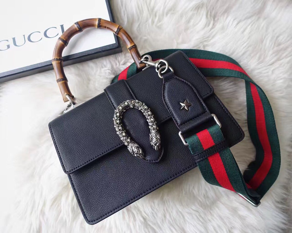 gucci black bamboo handle bag