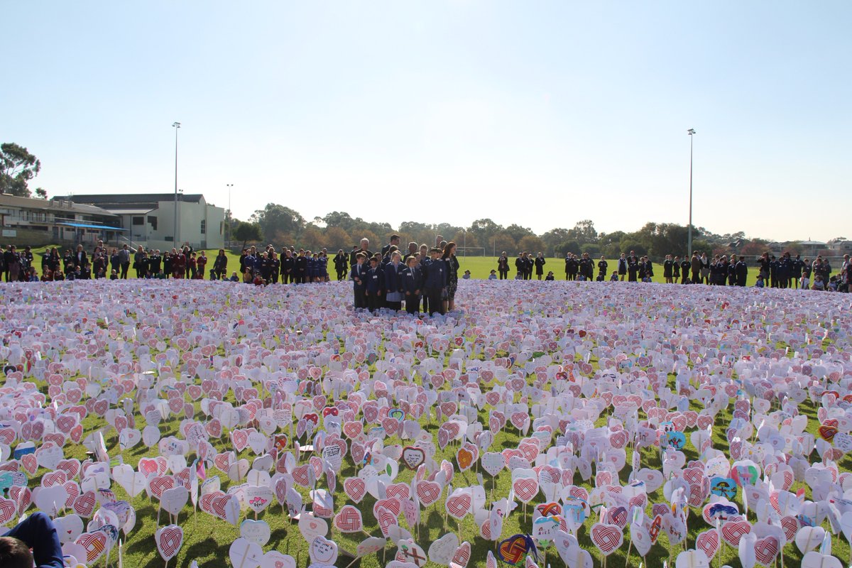 NewmanCollegeWA's tweet photo. #LifeLink Day Hearts, a powerful visual representation of how we work together, as one Catholic family, to reach out to all who are in need. https://t.co/BsAb1maSo2