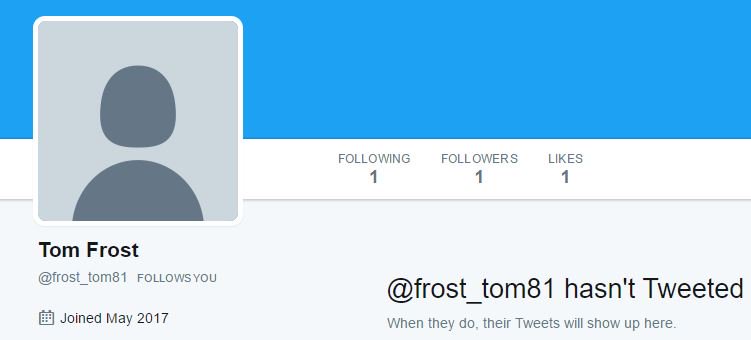 tomwaylandfrost's tweet photo. attention!! this is not me. watch out for fake profiles! #fakenews #fakeaccount #donthatemecauseyouaintme https://t.co/9R0WHWXnDI