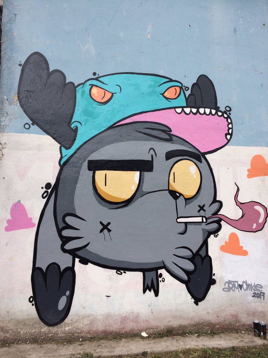 Frontal view :3 #jackalope #artyandchikle #furry #furryart #mural #urban #streetart #graffiti #80s