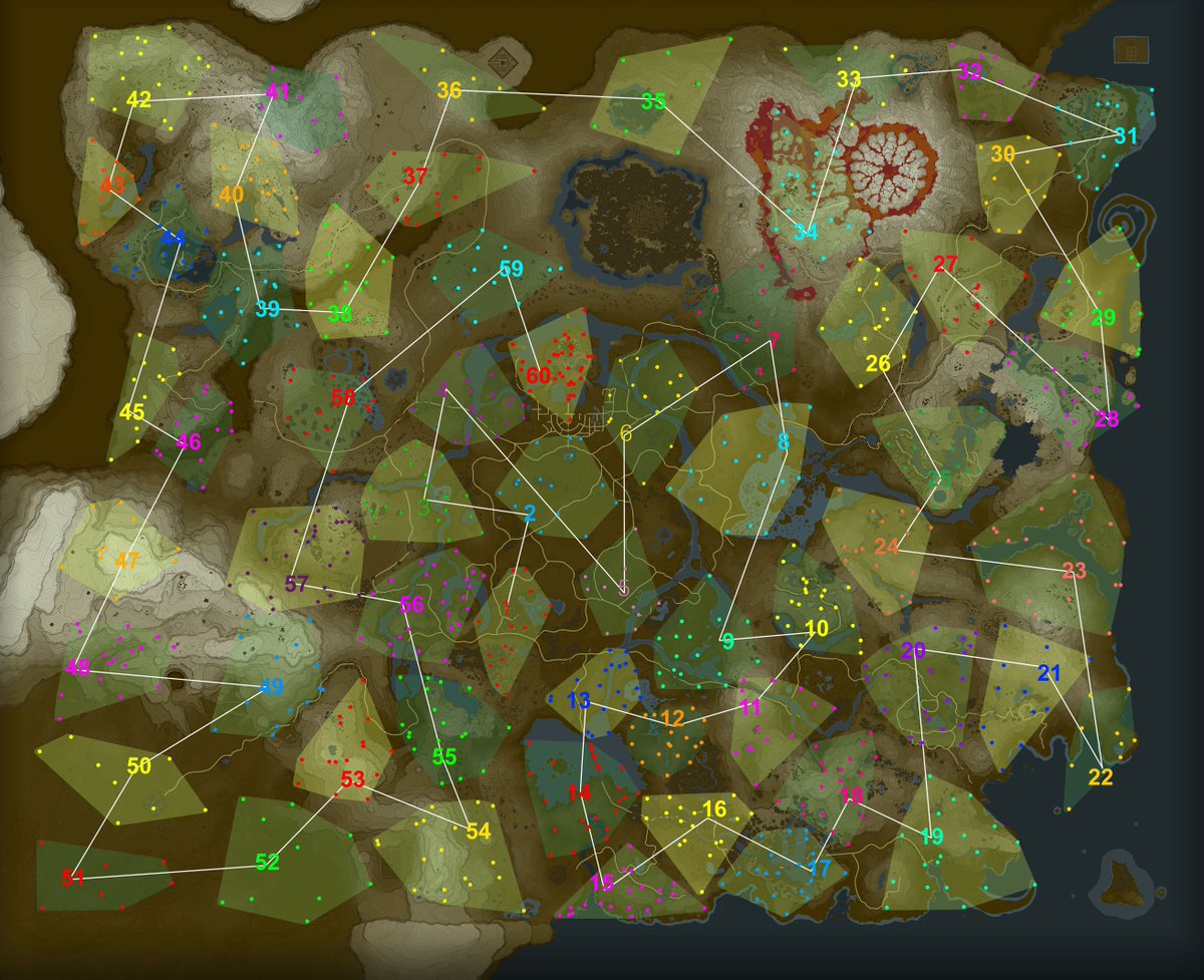 Here's my final 900/900 korok seed map, thanks to /u/araveugnitsuga fo...