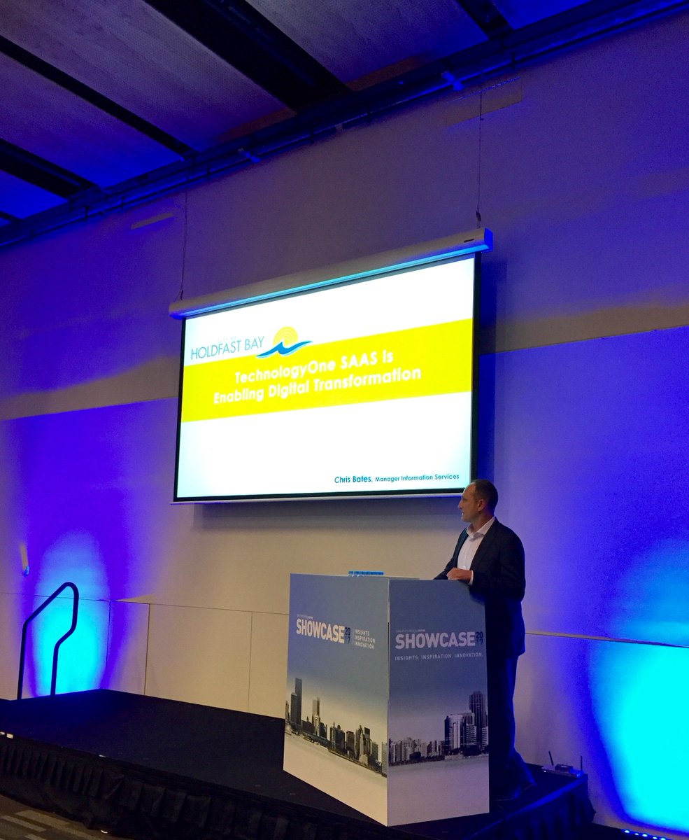 TechnologyOne's tweet photo. Chris Bates @HoldfastBay ahead of the pack enabling digital transformation & simplifying complexity with @TechnologyOne SaaS #tech1showcase https://t.co/JcdTHBdQ55