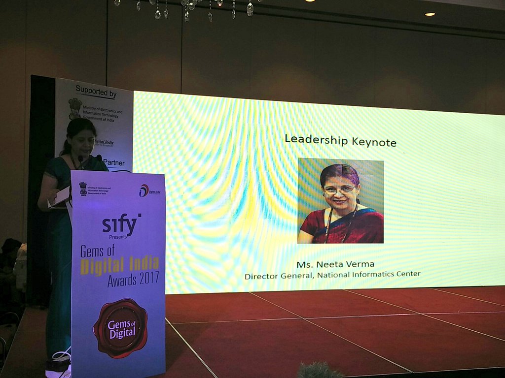 sitansusekhar's tweet photo. #DigitalIndia did a paradigm shift in technology offering to citizens:DG @nicdeity at 41 Gems of #DigitalIndia Awards #MaxGov #MaxGovernance https://t.co/h6cZk2M6GA